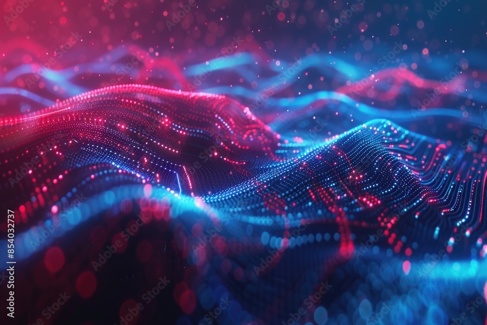 Poster a computer-generated image of a blue and pink wave