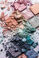 Fototapeta premium A detailed view of a colorful eyeshadow palette with various shades and textures