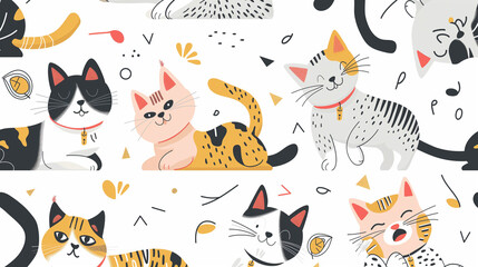 Fototapeta premium A cartoon drawing of cats with one saying 