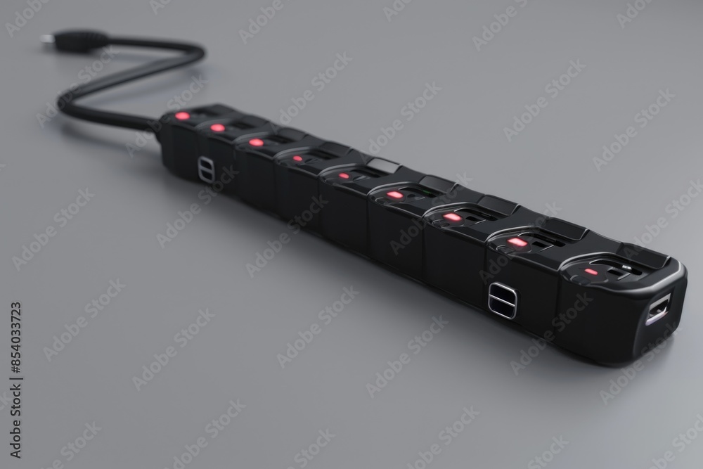 Poster A standard power strip with red indicator lights, suitable for various settings