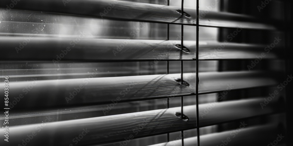 Poster a photograph of a window with closed blinds