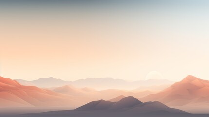 Fototapeta premium a minimalist mountain landscape at sunset, with clean lines and a focus on the interplay of light and shadow.