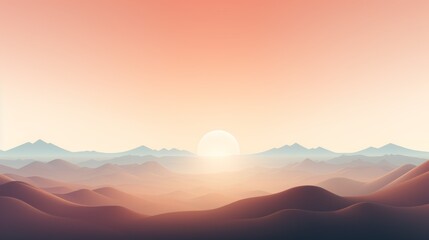 Obraz premium a minimalist mountain landscape at sunset, with clean lines and a focus on the interplay of light and shadow.