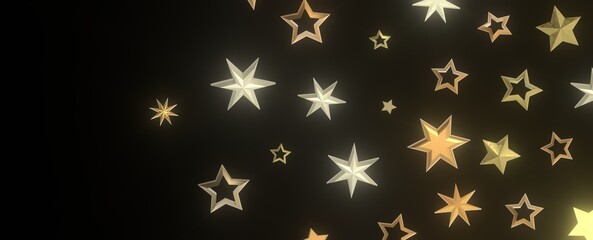 Radiant Euphoria: Lose Yourself in a 3D Gold Stars Rainfall