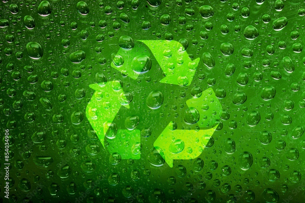 Poster A symbol of green waste recycling sign with leaves.