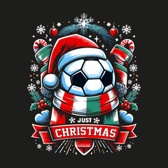  Soccer Merry Christmas Vector illustration And T Shirt Design