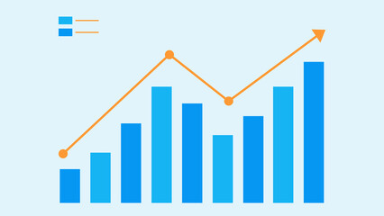 Chart showing investment growth. Flat style graphics.