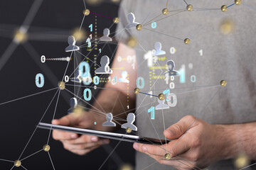 Global network. Blockchain. 3D illustration. Neural networks and artificial intelligence. Abstract  3d