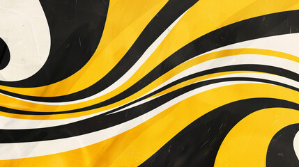 Yellow, Black and White retro groovy background presentation design 