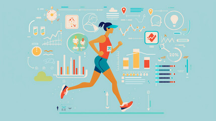 running graphs and statistics illustration
