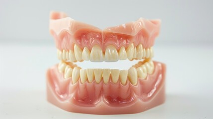 Obraz premium Dentist s office with dental gypsum model of upper denture on white background