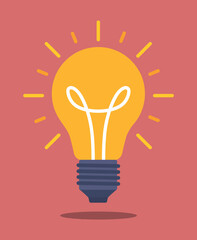 Vector image of a light bulb. The light bulb symbolizes an idea, an idea, a concept. Flat style graphics.