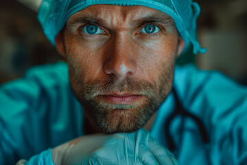 Exhausted Surgeon: The Struggle of a Doctor Post-Operation in a Busy Hospital Setting