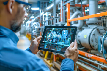 Innovative Chief Engineer Utilizes Augmented Reality for Electric Generator Model in Industry 4.0 Research and Development Center.