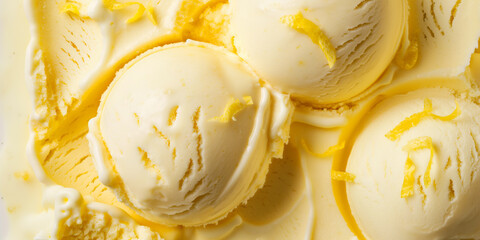 Zesty lemon ricotta gelato, a closeup of zesty lemon ricotta gelato, its bright yellow color and creamy texture highlighted against a white background