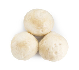 Delicious chinese steamed buns isolated on white, top view