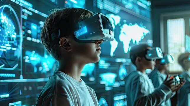Futuristic classroom with immersive technology