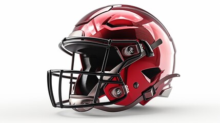 Fototapeta premium A high-tech football helmet, rendered in a striking red, boasts advanced safety features and a sleek design