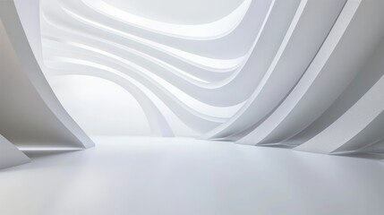 Abstract Architecture Background. White Circular Building.3d Rendering