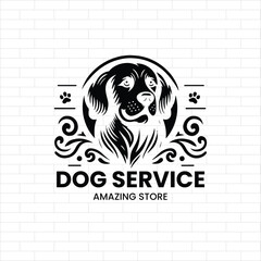 Minimalist dog store logo for a service store.