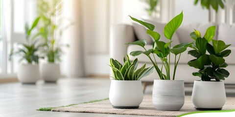 Living room adorned with indoor plants for a touch of nature. Concept Indoor Plants, Home Decor, Nature-Inspired Design