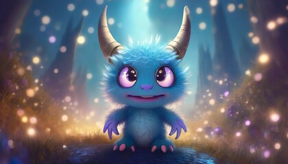 blue monster with a smile