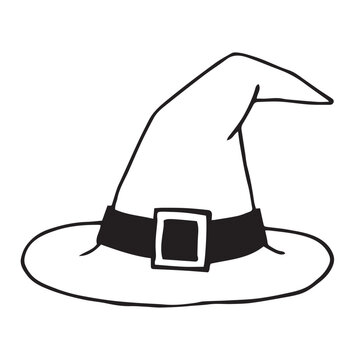 recommend clip art: Witch hat. Sketchy pointed hat. Decorative element for Halloween. Vector illustration