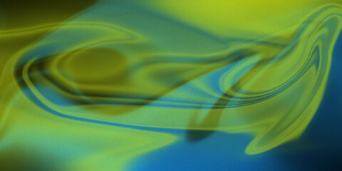 Grainy textured abstract background with yellow and blue wavy stripes