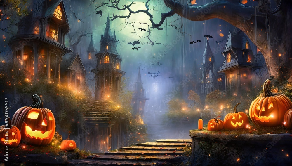 Canvas Prints halloween background with pumpkins