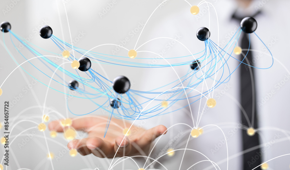 Poster conference digital network and data concept 3d
