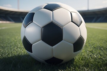 Fototapeta premium Close up soccer ball, football on the grass