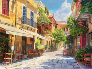 Fototapeta premium Historical Buildings in Athens CityscapeOld Architecture and Street Scene.