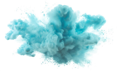 Fototapeta premium Dry Soil explosion with dirt and cloud smoke. Isolated on white background. Dirty ground abstract spread with flying particles