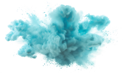Dry Soil explosion with dirt and cloud smoke. Isolated on white background. Dirty ground abstract spread with flying particles