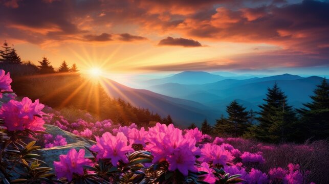 sunset in the mountains