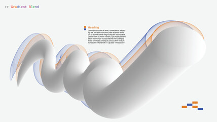 Abstract white curve gradient line blend on white background. 3D element gradient line blend template for web, card, brochure, poster or advertising.