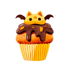 Watercolor Halloween cupcake transparent PNG
