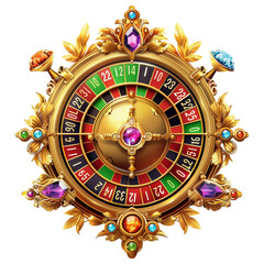 Ornate Golden Wheel of Fortune with Gemstones
