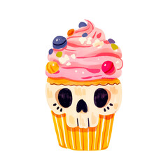 Watercolor Halloween cupcake transparent PNG