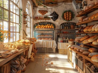 Traditional Greek Bakery Offering Freshly Baked Bread and Pastries inCozy Setting