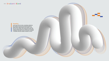 Abstract white curve gradient line blend on white background. 3D element gradient line blend template for web, card, brochure, poster or advertising.