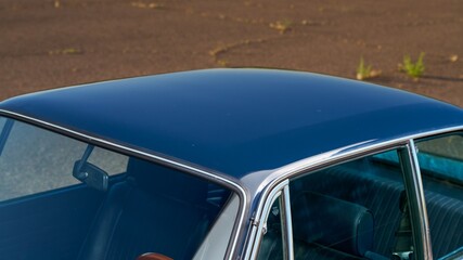 Roof of a blue car