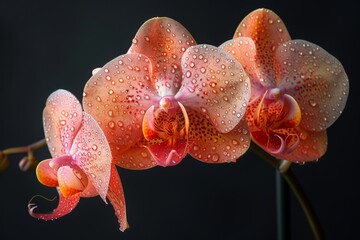 Water Droplets on Delicate Pink Orchids