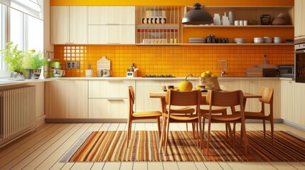 Vintage kitchen with orange tiles