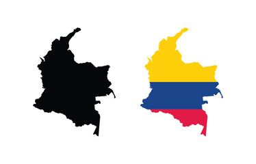 Vector Colombia Map. Map of Colombia with National Flag.
