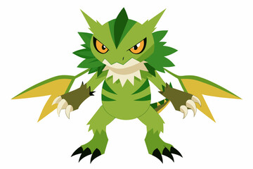 a angry leaf digimon full body image white backg