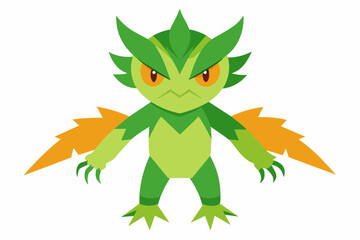 a angry leaf digimon full body image white backg