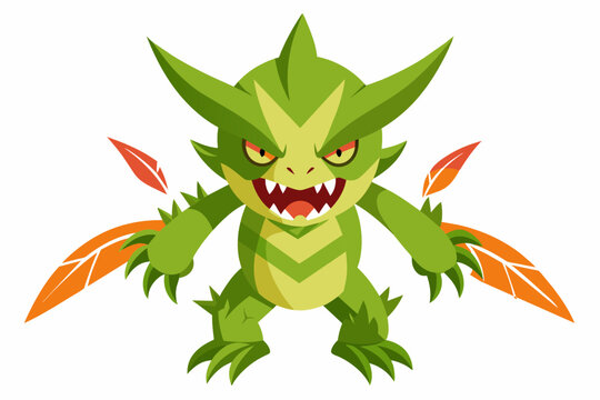 a angry leaf digimon full body image white backg