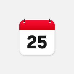 25th day of the month calendar. Vector icon