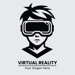 Boy with a futuristic VR headset, ideal for tech and gaming logos